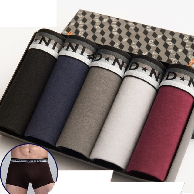 5Pcs/lot Men Underwear Cotton Boxer Men Underpants Comfortable Breathable Men's Panties Underwear Trunk  Boxershorts Man Boxer