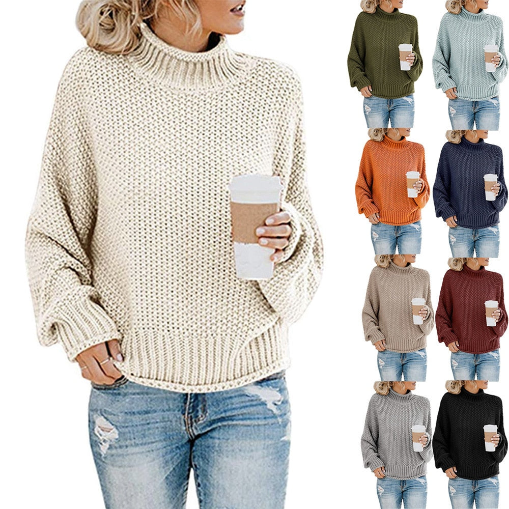 Plus Size Knitted Turtleneck Sweater Women Autumn Winter Solid Long Sleeve Fluffy Sweater Jumper Ladies 2020 Sweaters Knitwear