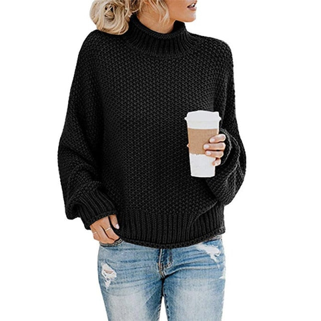Plus Size Knitted Turtleneck Sweater Women Autumn Winter Solid Long Sleeve Fluffy Sweater Jumper Ladies 2020 Sweaters Knitwear
