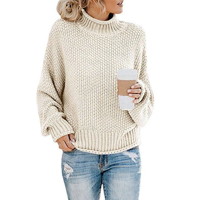 Plus Size Knitted Turtleneck Sweater Women Autumn Winter Solid Long Sleeve Fluffy Sweater Jumper Ladies 2020 Sweaters Knitwear