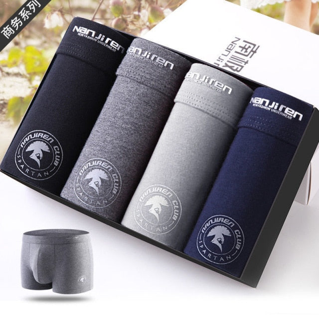 2021 Men Underwear Boxer Shorts Panties Solid Shorts Brand Underpants Men 100% Cotton Breathable Mid Waist Shorts Men L-3XL